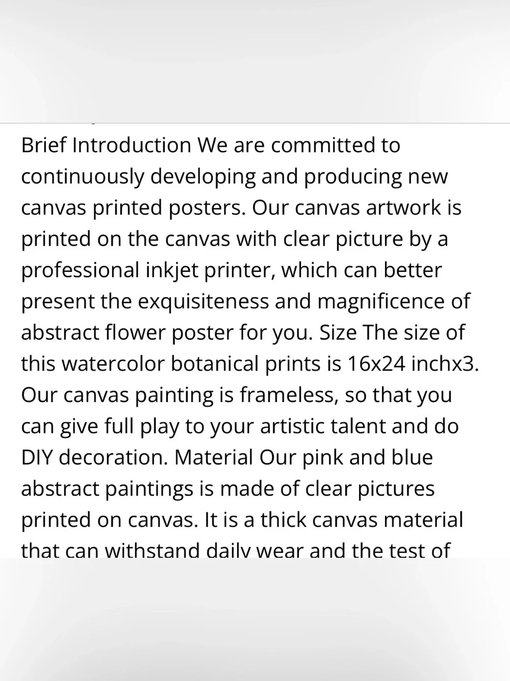 Floral Watercolor Print Unframed Canvas Posters 16x24x3” (3-Pack)